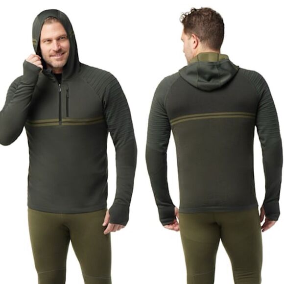 Smartwool Men's Intraknit Merino Tech 1/2 Zip Hoodie in North Woods Green Size L